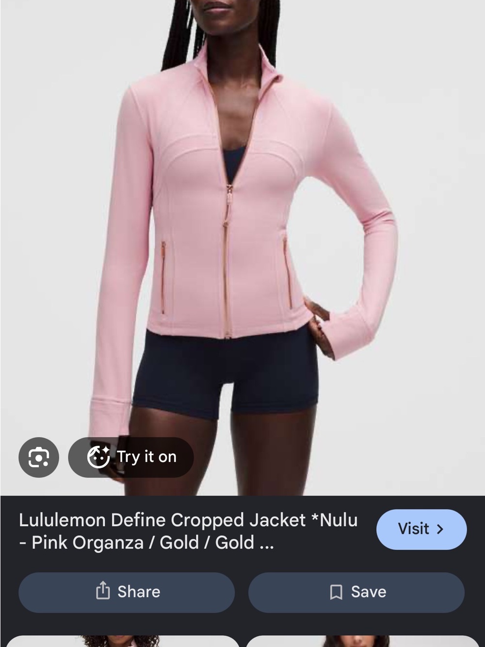 lululemon athletica Pink Define Cropped Bomber-Style Jacket